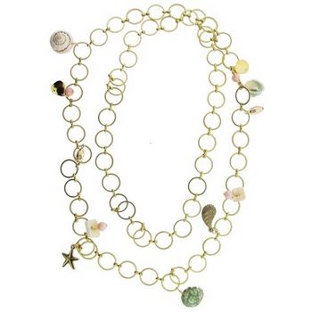 Pink Lily - Necklace/Belt - Shell Necklace/Belt w/Gold Hoops (1)