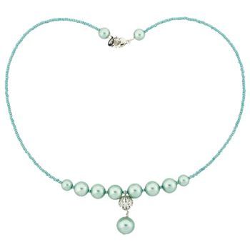 Pink Lily - Necklace - Teal Pearl and Beads (1)