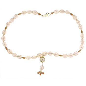 Pink Lily - Necklace - Light Pink w/Gray Pearl (1)