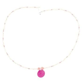 Pink Lily - Necklace - Pink Beads w/Pink Disk (1)