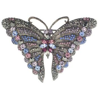 Karen Marie - Butterfly Brooch Pin (1) - Gun Metal & Nebula
