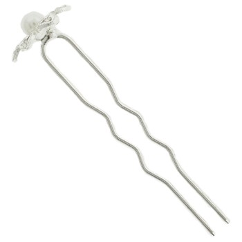 Karen Marie - Small Pearl & Crystal Silver French Pin