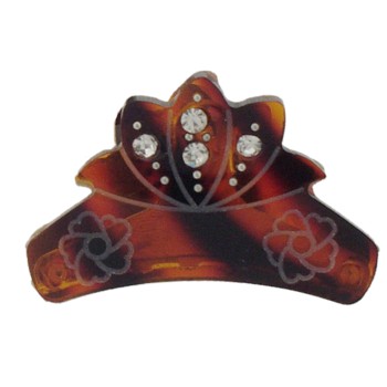 HB HairJewels - Hip Clips - Mini Shark Claws - Tort w/White Austrian Crystals (1)