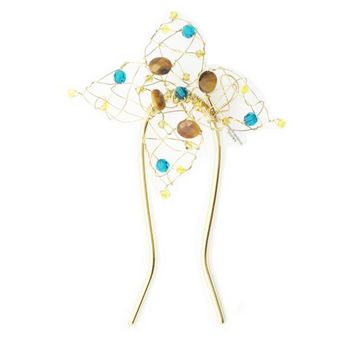 Colette Malouf - Flower Hair Pin - Semi-Precious Stones - Peacock (1)