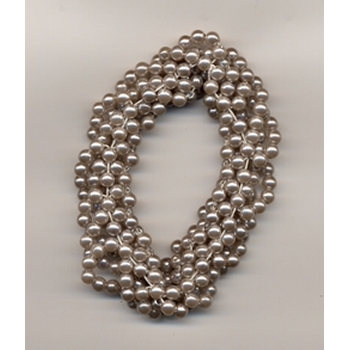 Beaded Scrunchie - Faux Pearl - Silver Cream