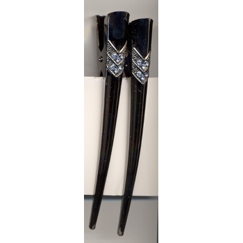 Pewter Colored Banana Clips w/Cornflower Bl