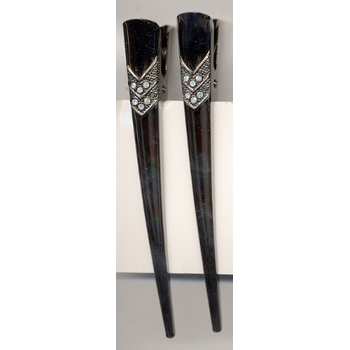 Pewter Colored Banana Clips w/White AB