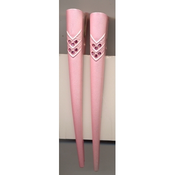 Light Pink W/Pink Crystal Trim - Set of 2