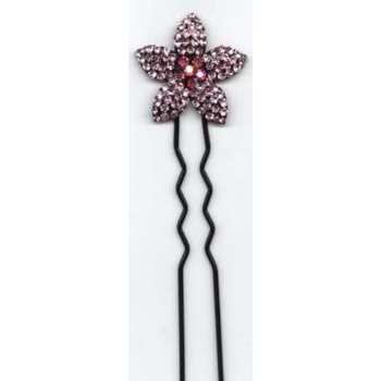 Crystal Star HairPin - Rose AB w/ Black Pin