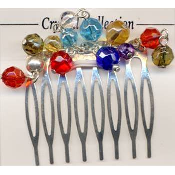 Beaded Hair Comb - Silver Colored -SM