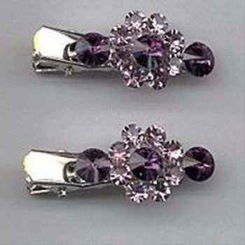 Swarovski Amethyst Colored Crystal Hairclips