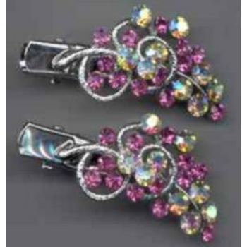 Swarovski Floral Hairclips - Soft Pink & White