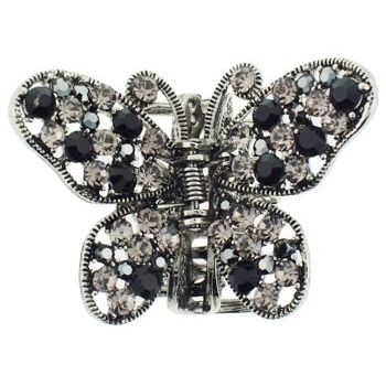 HB HairJewels - Kara Collection - Crystal Butterfly Claw - Black & Black AB (1)
