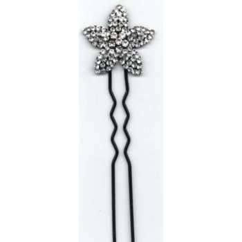 Crystal Star HairPin - White w/ Black Pin