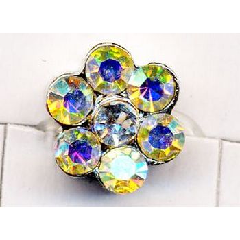 Rhinestone Flower Toe Ring - White AB