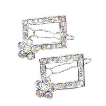 Flowered Austrian Crystal Barrette - White
