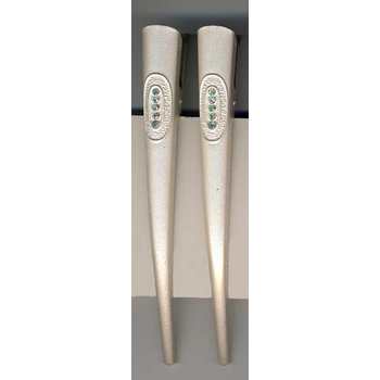 White Clip w/ 5 Round White Crystals - Set of 2