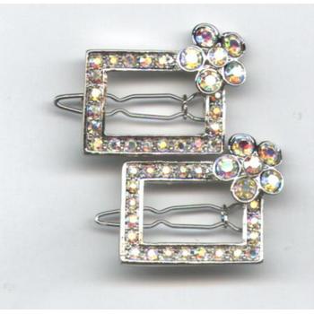Flowered Austrian Crystal Barrette - AB