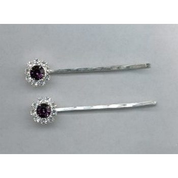 Dark Amethyst Colored Austrian Crystal Hairpins