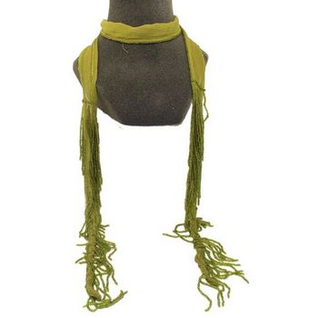 Chan Luu - Small Chiffon Scarf w/ Beaded Fringe - Sage