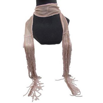 Chan Luu - Small Chiffon Scarf w/ Beaded Fringe - Nude Pink