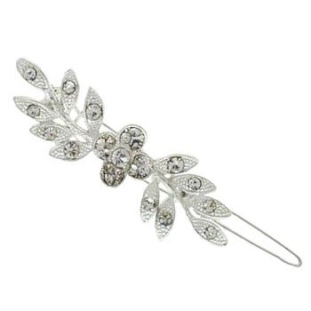 Betty Wales - Crystal Flower & Leaf Barrette (1)