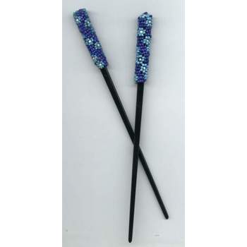 Blue Beaded Hairsticks