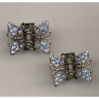 Jeweled Butterfly Claw Clips - Cornflower Blue