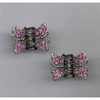 Jeweled Butterfly Claw Clips - Rose