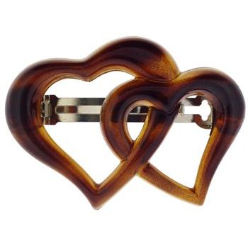 Camila - Double Heart Barrette - Tortoise