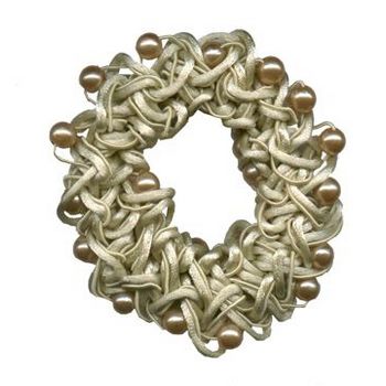 Camila - Beaded Scrunchie - Beige
