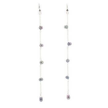 Chan Luu - Long Dangle Freshwater Pearl Earrings - Blue - (Pair)