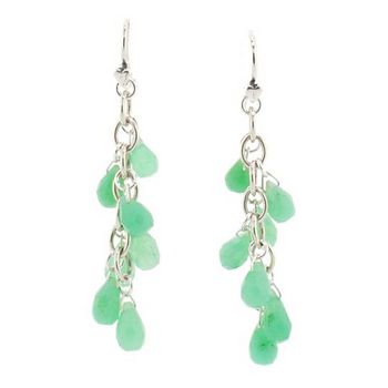 Chan Luu - Seven Briolette Custer Drop Earrings - Chrysophase - (Pair)
