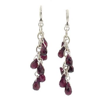 Chan Luu - Seven Briolette Custer Drop Earrings - Garnet - (Pair)