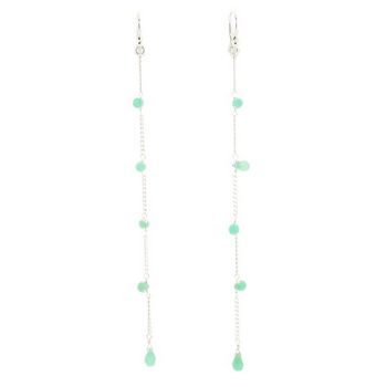 Chan Luu - Semi Precious Stones On Long Chain Earrings - Chrysophase - (Pair)