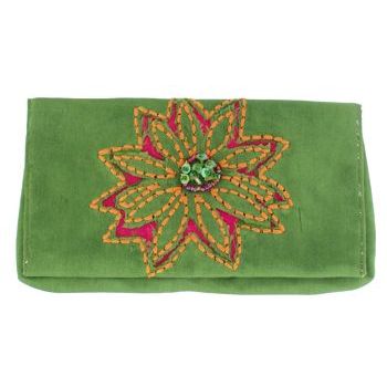 Chan Luu - Cut Out Silk Wallet - Olive