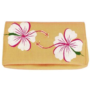 Chan Luu - Hawaiian Flowers Silk Wallet - Tangerine