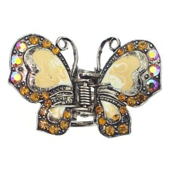 HB HairJewels - Hip Clips - Enamel & Crystal Butterfly Claw - Amber (1)