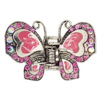 HB HairJewels - Hip Clips - Enamel & Crystal Butterfly Claw - Pink (1)