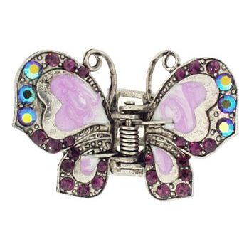 HB HairJewels - Hip Clips - Enamel & Crystal Butterfly Claw - Amethyst (1)