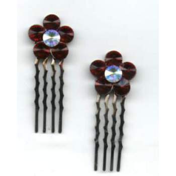 Austrian Crystal Haircomb - Ruby Red