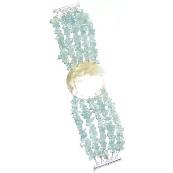 Elizabeth Brady - Amphitrite Bracelet - Aquamarine & Blacklip Oyster Shell