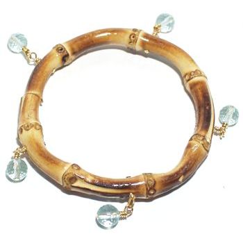 Elizabeth Brady - Shaky Bamboo Bangle - Aquamarine Drops