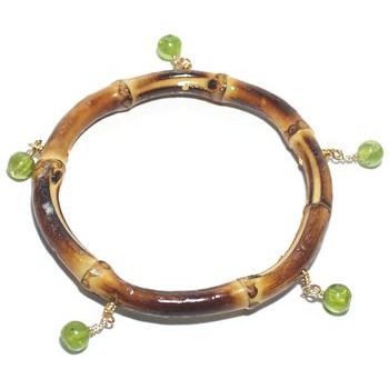 Elizabeth Brady - Shaky Bamboo Bangle - Peridot Drops