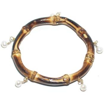 Elizabeth Brady - Shaky Bamboo Bangle - White Pearls