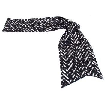 Frank & Kahn - Silk Sash Belt - Black w/ White Ovals - 4 1/4inch Wide x 63inch