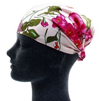 Frank & Kahn - Silk Do-Rag Headband - Pink & Red Floral- 6 1/2inch Wide