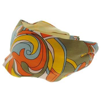 Frank & Kahn - Silk Scarf Headband - Orange Wave - 2 7/8inch Wide