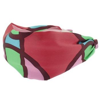 Frank & Kahn - Silk Scarf Headband - Geometric Red