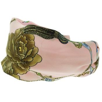 Frank & Kahn - Hermes Inspired Silk Scarf Headband - Pink - 2 7/8inch Wide